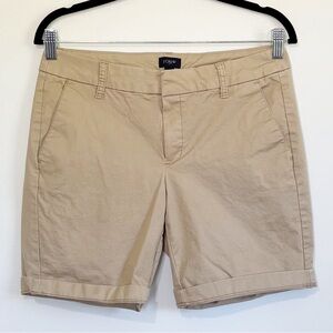 J. Crew Bermuda Shorts Tan Cotton Khaki Mid Rise Size 4